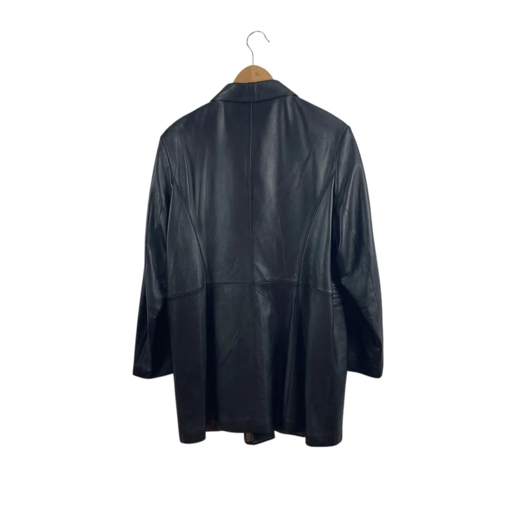 Kandipiel Women’s Classic Dark Brown Leather Button-Front Coat Jacket - Picture 5 of 9